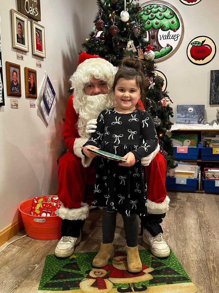 Santa visiting Little Acorns at Christmas time in Erie, PA